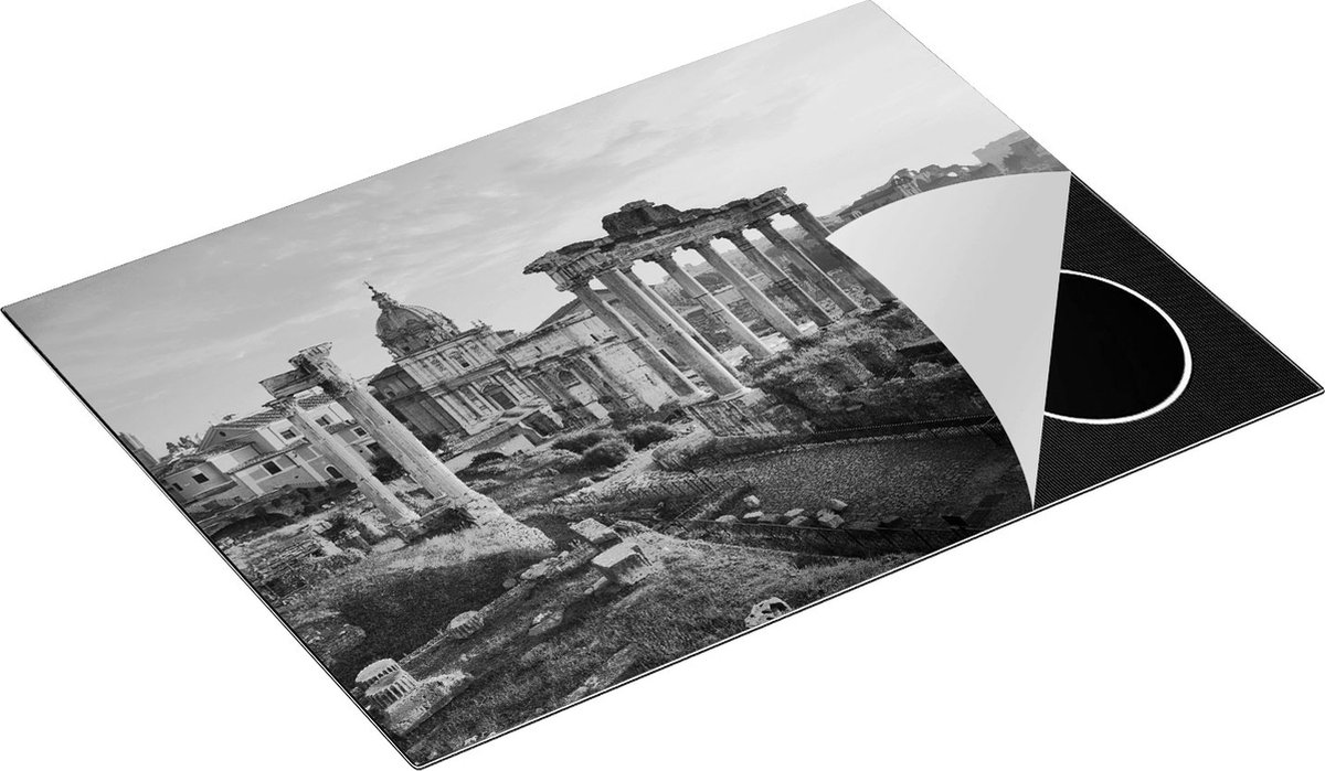 Chefcare Inductie Beschermer Romeins Architectuur in Rome, Italië - Zwart Wit - 70x52 cm - Afdekplaat Inductie - Kookplaat Beschermer - Inductie Mat
