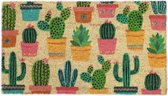 Relaxdays noix de coco - cactus - tapis de noix de coco avec impression - intérieur extérieur - tapis d'entrée