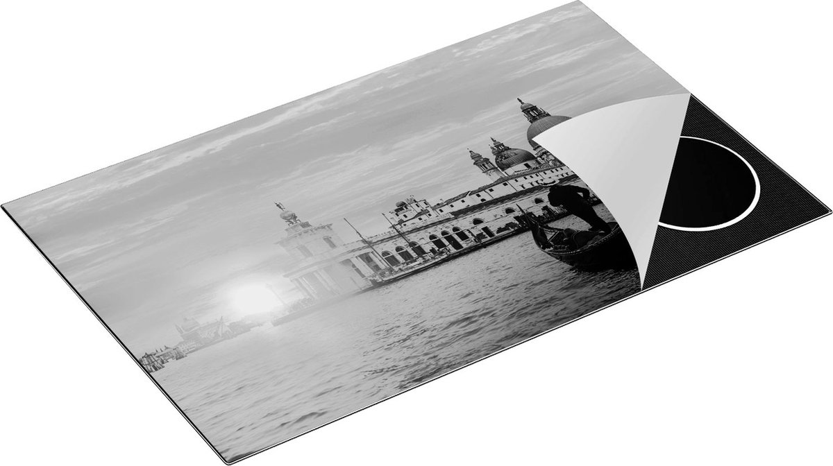 Chefcare Inductie Beschermer Gondel in Venetië voor het Basiliek - Zwart Wit - 85x52 cm - Afdekplaat Inductie - Kookplaat Beschermer - Inductie Mat