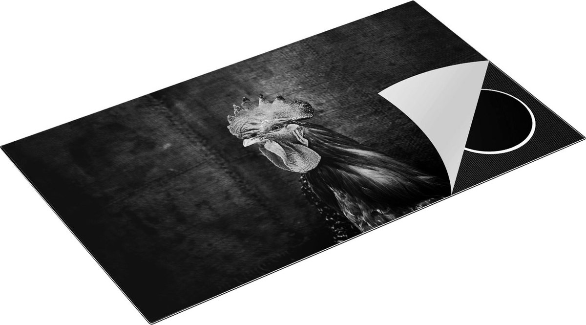 Chefcare Inductie Beschermer Haan van Dichtbij - Zwart Wit - 91,2x52 cm - Afdekplaat Inductie - Kookplaat Beschermer - Inductie Mat