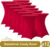 Statafelrok candy rood 80 cm - per 12 - partytafel - Alora tafelrok voor statafel - Statafelhoes - Bruiloft - Cocktailparty - Stretch Rok - Set van 12