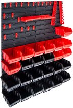 vidaXL 29-delige Opslagbakkenset met wandpanelen rood en zwart
