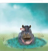 Nijlpaard in bad - Kaartenbizz - Wenskaart - Kunstkaart - Kinderen - Illustratie