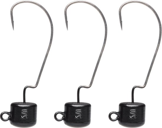 Foto: Savage gear ned ewg jighead matt black haakmaat 3 0 10g 3 stuks loodkop mat zwart