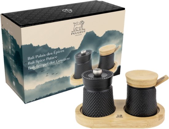Peugeot Bali Fonte Peper- En Zoutstel 8 cm - Zwart/hout - Gietijzer van Merkloos — afbeelding 2