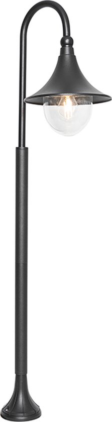 QAZQA daphne - Klassieke Staande Buitenlamp | Staande Lamp voor buiten - 1 lichts - H 125 cm - Zwart - Buitenverlichting