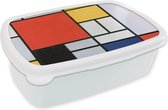Broodtrommel Wit - Lunchbox - Brooddoos - Kunst - Mondriaan - Oude meesters - 18x12x6 cm - Volwassenen