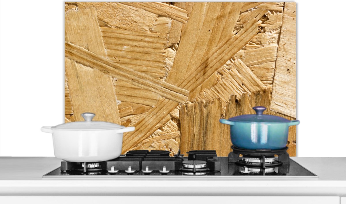 Spatscherm keuken - Achterwand keuken - Hout - Plank - Structuur - Patroon - Spatwand - 80x55 cm