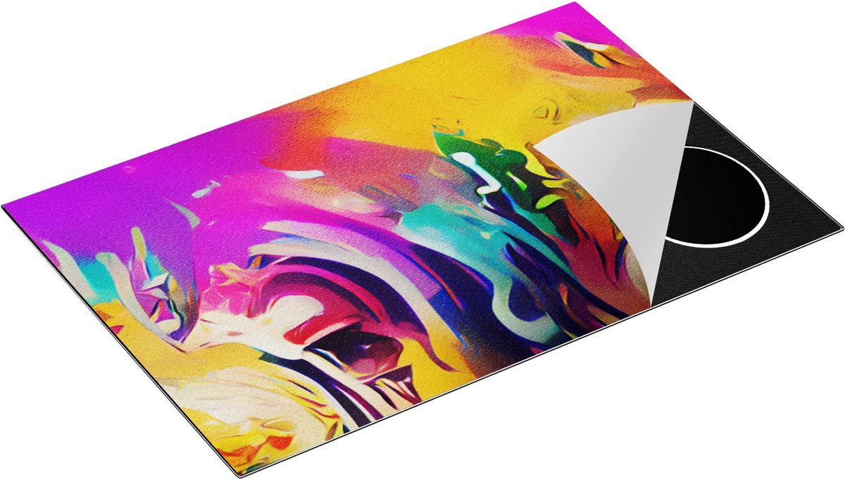 Chefcare Inductie Beschermer Abstracte Kunst - Moderne Kunst met veel Kleuren - 81,2x52 cm - Afdekplaat Inductie - Kookplaat Beschermer - Inductie Mat