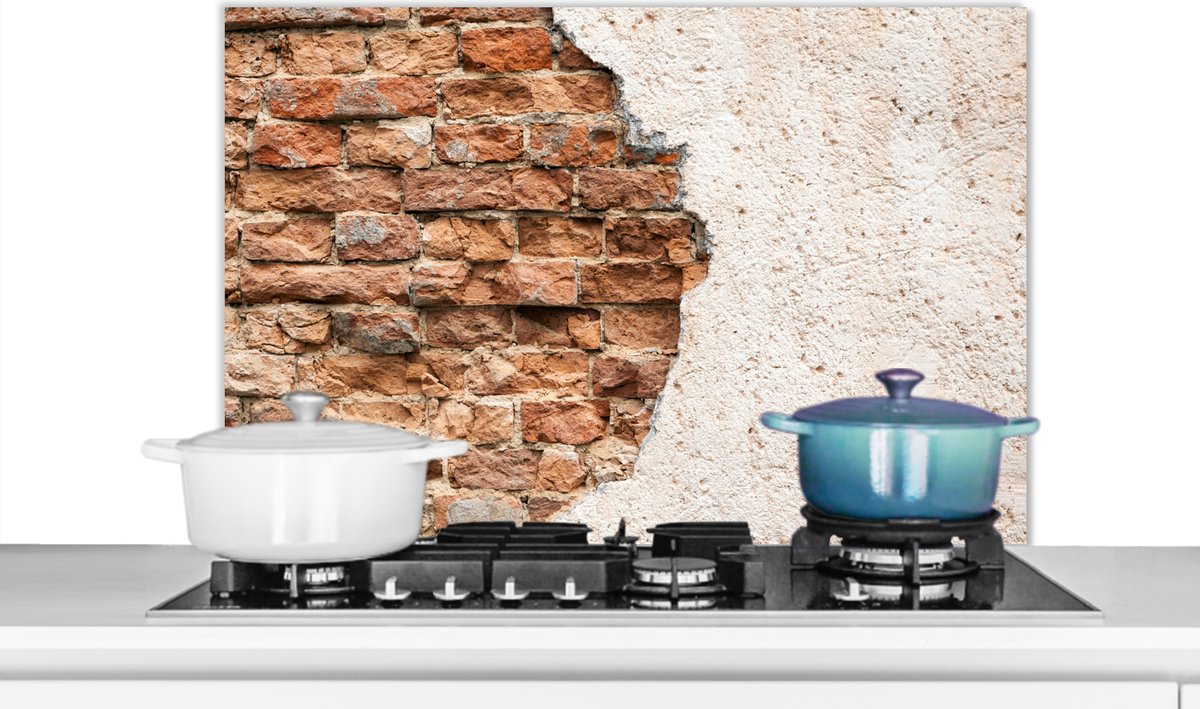 Spatscherm - Gips - Baksteen - Muur - Spatwand - Keuken achterwand - 80x55 cm