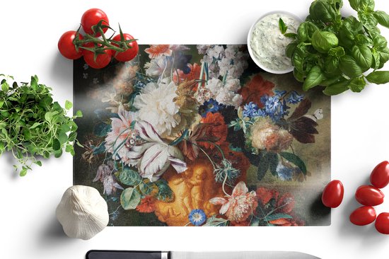 Planche à découper en Verres - 39x28 - Art - Maîtres anciens - Bouquet de fleurs dans une urne - Planches à découper en Glas
