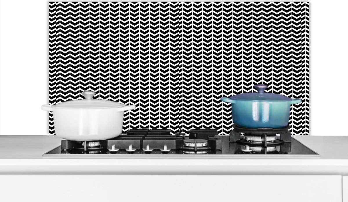 Spatscherm - Achterwand keuken - Design - Patronen - Zwart - Wit - Keuken - 100x50 cm