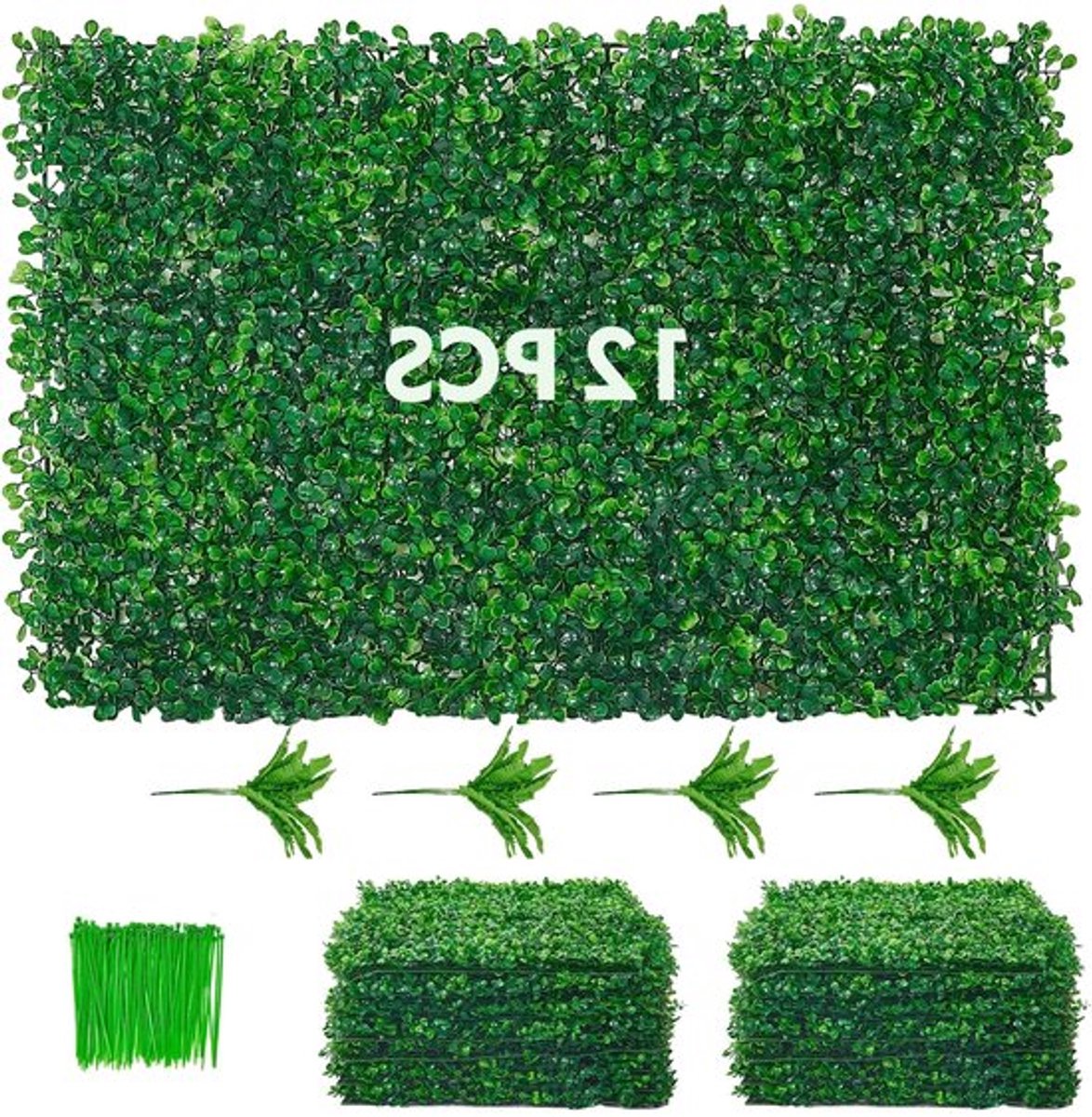 Kunsthaag - Kunstplant - Kunstplanten voor Binnen en Buiten - Tuinscherm - 12 Stuks - 50x5