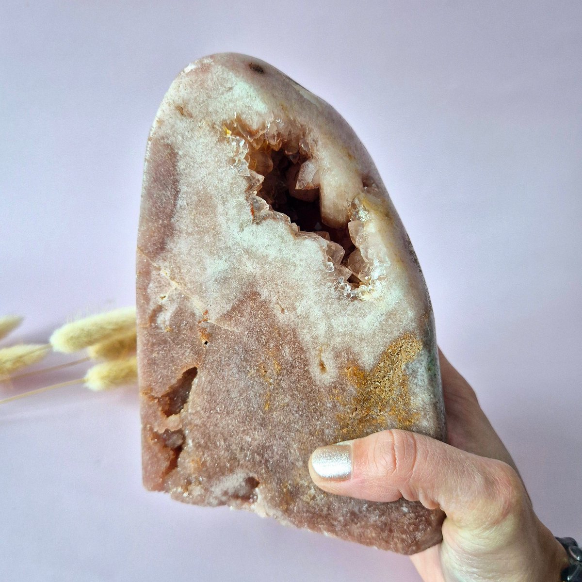 XL Edelsteen Druzy Pink Amethist Geode Freeform van 1335 gram Statement Piece
