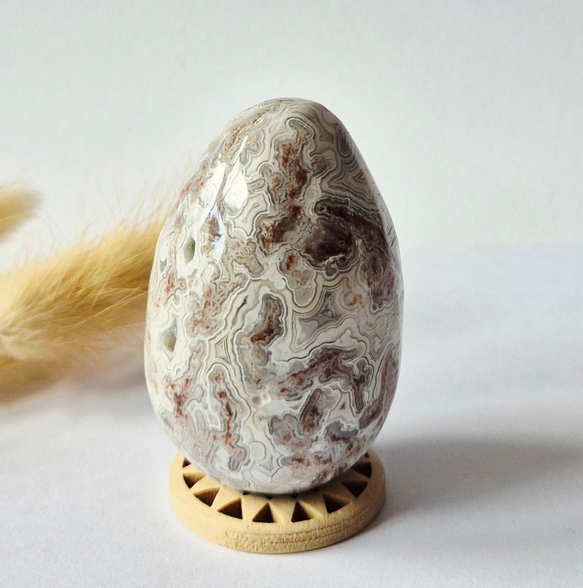 Druzy Mexican Crazy Lace Agaat Ei 131gr - Edelsteen Carving