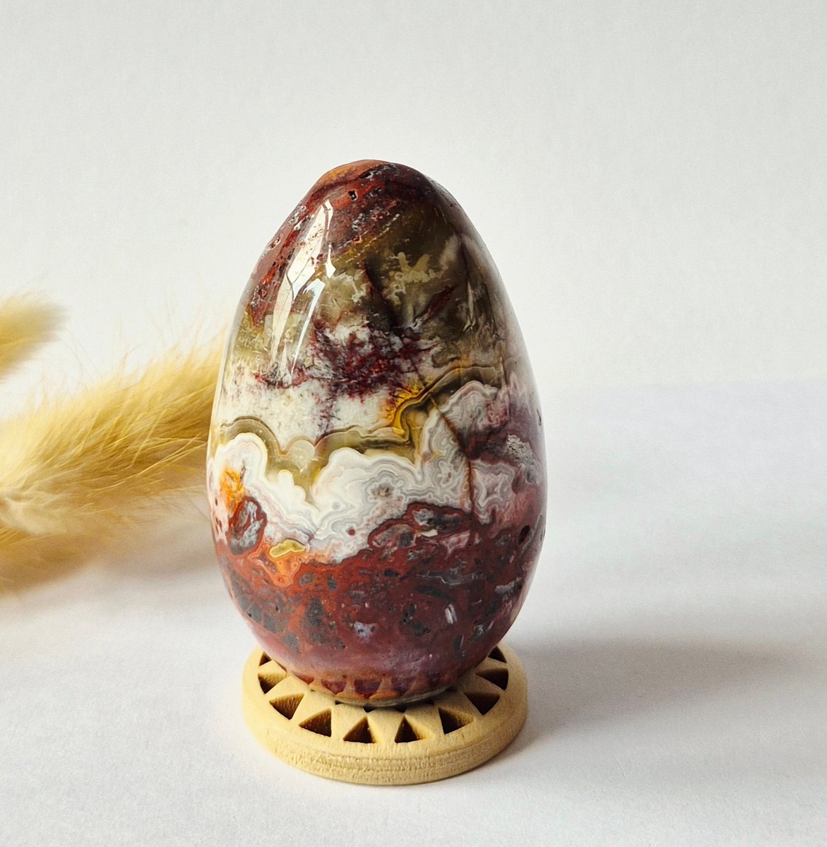 Druzy Mexican Crazy Lace Agaat Ei 130gr - Edelsteen Carving