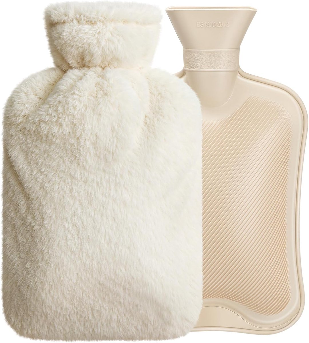 SnelShoppen - Warmwaterkruik met Fleece Cover 2 Liter - Veilig en Duurzaam - Natuurrubber - Ideaal voor Rugpijn, Nekpijn, Koud en Warm Therapie