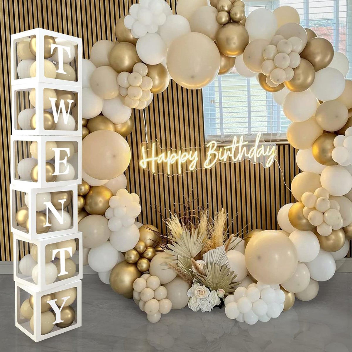 SnelShoppen - 60pcs Baby Shower Decoratie Boxen voor Jongens en Meisjes, Transparante Ballon Boxen met 54 Letters voor Baby Shower, Verjaardagsfeest,