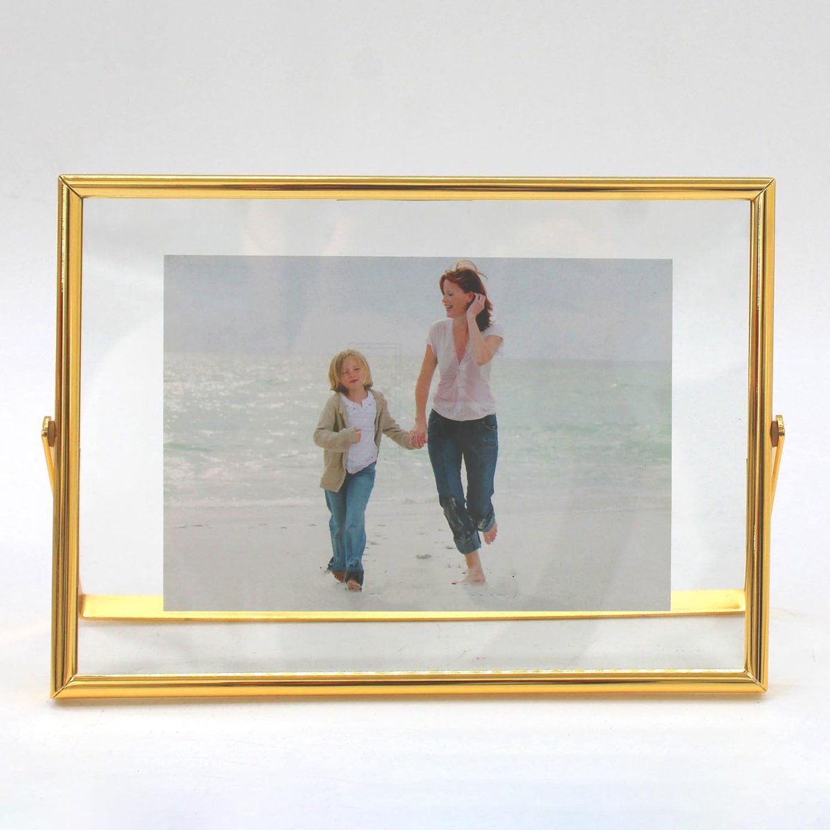 SnelShoppen - Floating Photo Frame - Metalen Fotolijst met Glas voor Tafel - Desktop Display voor Valentijnsdag, Bruiloften, Thuis of Kantoor - Geschi