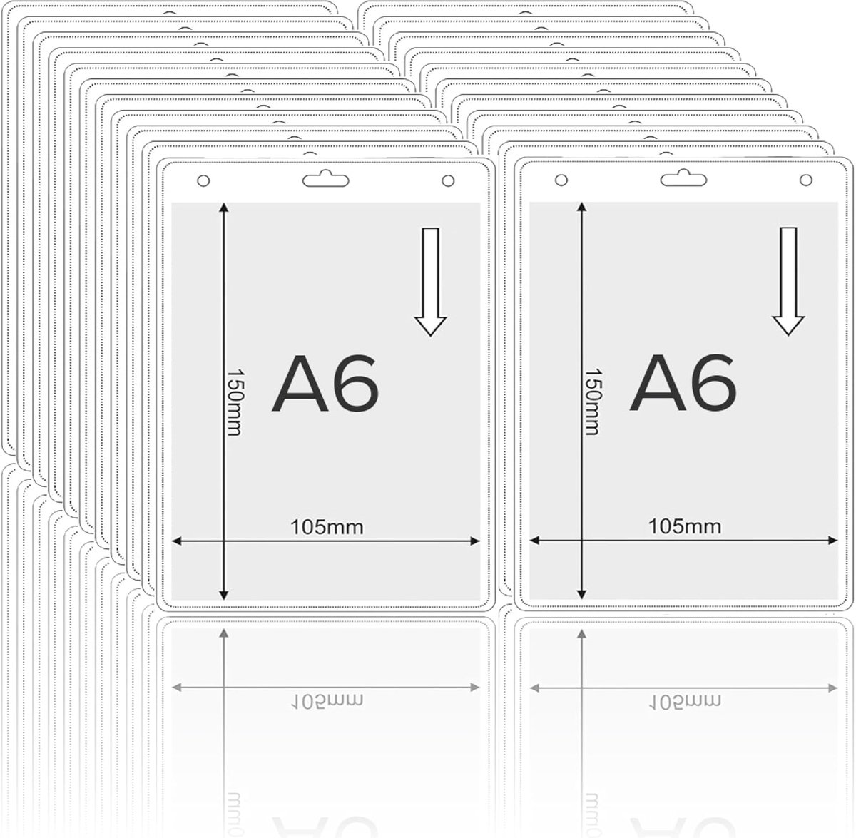 SnelShoppen - Set van 50 Transparante ID Deuren - Badge Houder voor Evenementen, Bedrijven en Groepen (A6 105 x 150 mm) - Duurzaam en Comfortabel