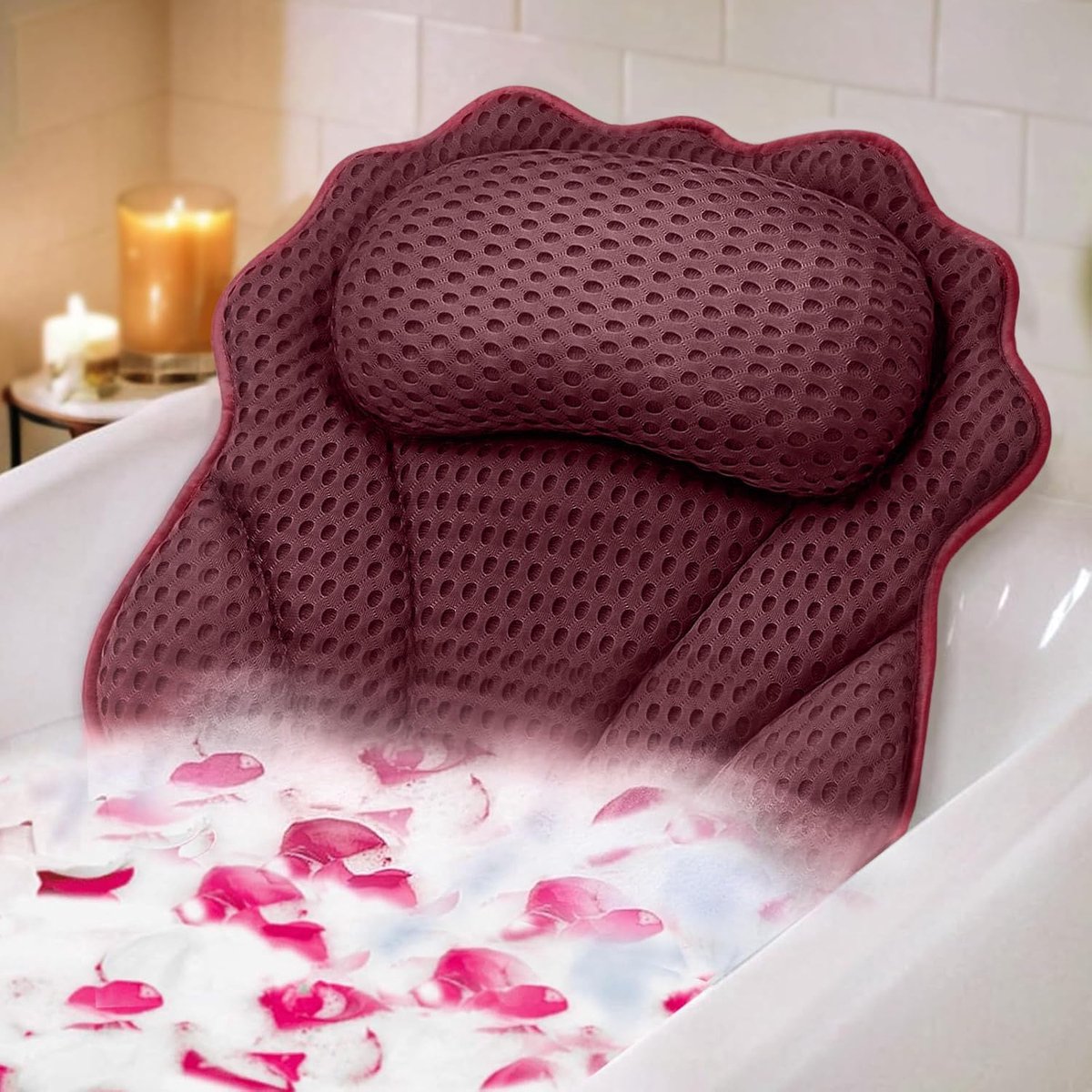 SnelShoppen - Luxe Ergonomische Badkussen met Hoofd, Nek, Schouder en Rugsteun - 4D Badkussens met 6 Sterke Zuignappen - Geschikt voor Alle Badkuipen