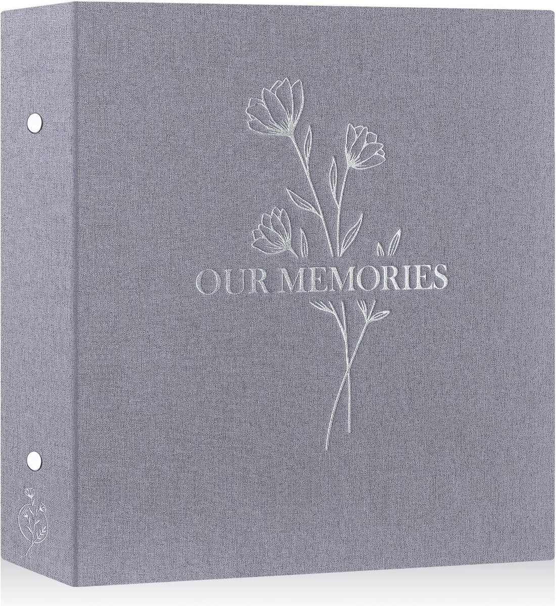 SnelShoppen - Extra Groot Foto Album 10 x 15 cm, 1000 Foto's, Linnen Kaft, Zilverprint, 100 Bladen, Voor Landschap en Portret Foto's, Grijs, Onze Heri