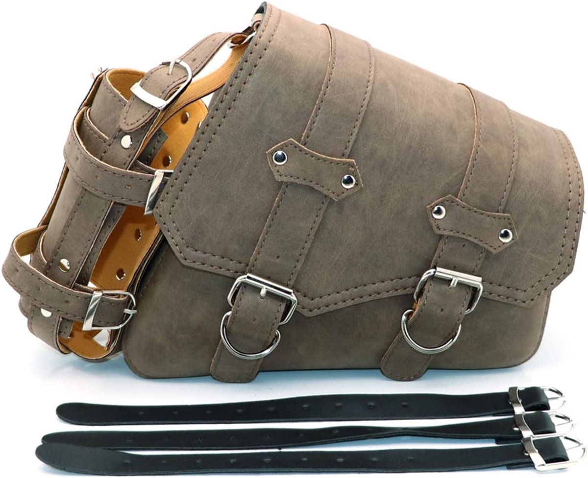 SnelShoppen - Universele Motor Zadel Tassen - PU Leer, Bruin, Zijvak Gereedschap Tassen, Ruimte voor Portemonnee, Telefoon en Sleutels - Waterproof, 2