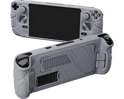 SnelShoppen - Mecha Protective Case voor Steam Deck - Shockproof Siliconen Grip Cover met Achterknoppen, Duimgrepen en Stickers - Grijs - Optimale Bes