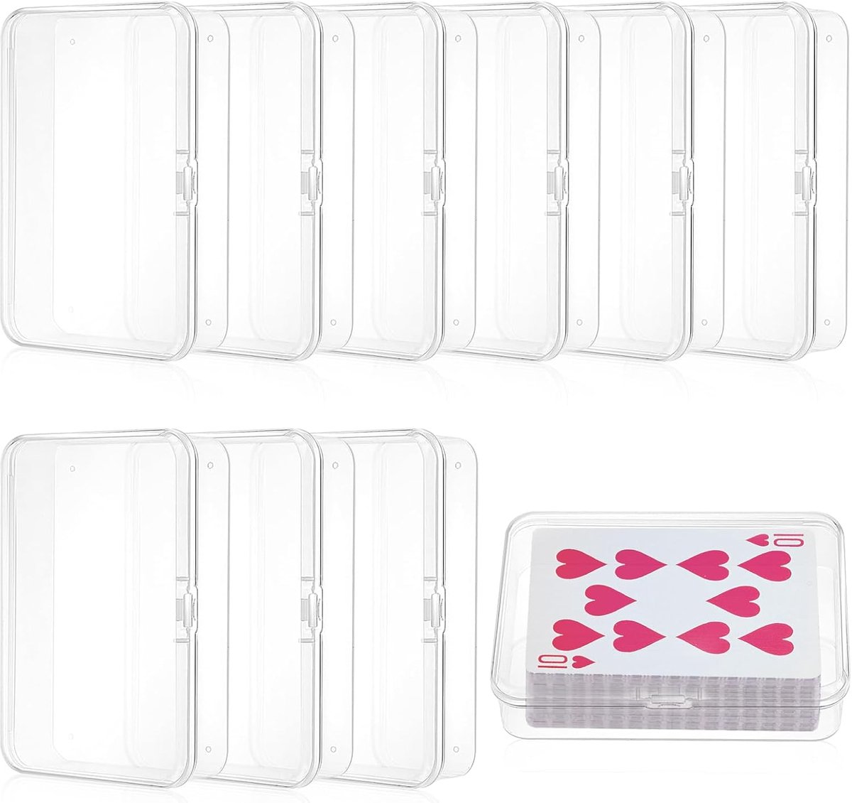 SnelShoppen - Pack van 10 Speelkaarten Opbergdozen, Transparante Kaartdozen met Deksel, Ideaal voor Spelletjes, Bedrijfs- en Handelskaarten - 9.5 x 6.