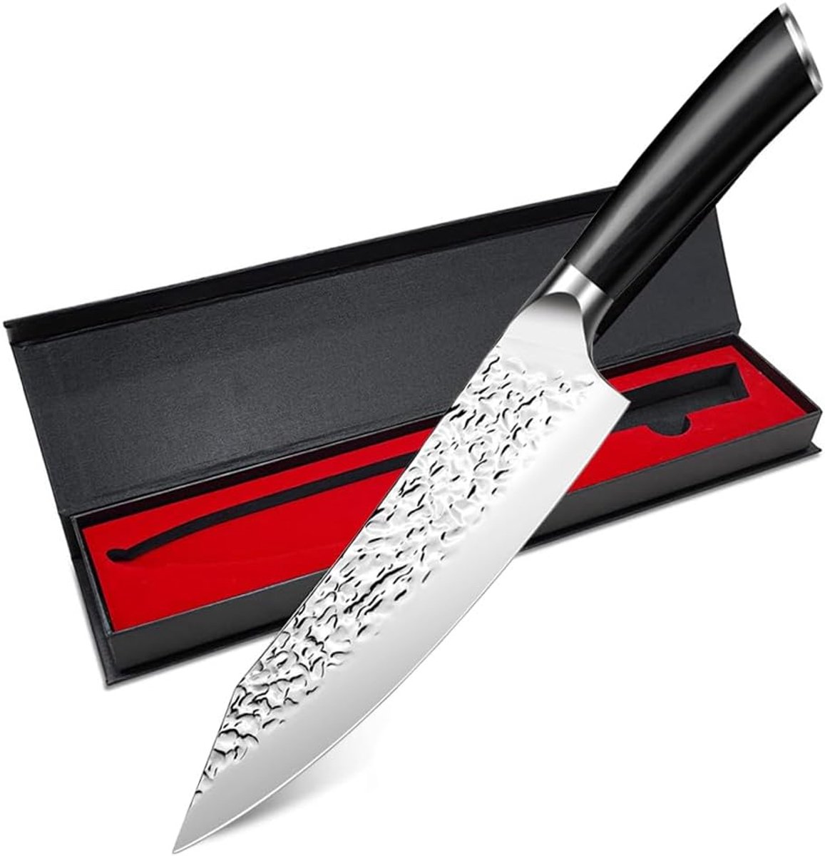 SnelShoppen - Multifunctionele Chef's Knife, Handgesmeed, 7Cr17MoV, Keukenmes met Houten Handvat, Universeel Snijmes voor Vlees, Groenten en Meer