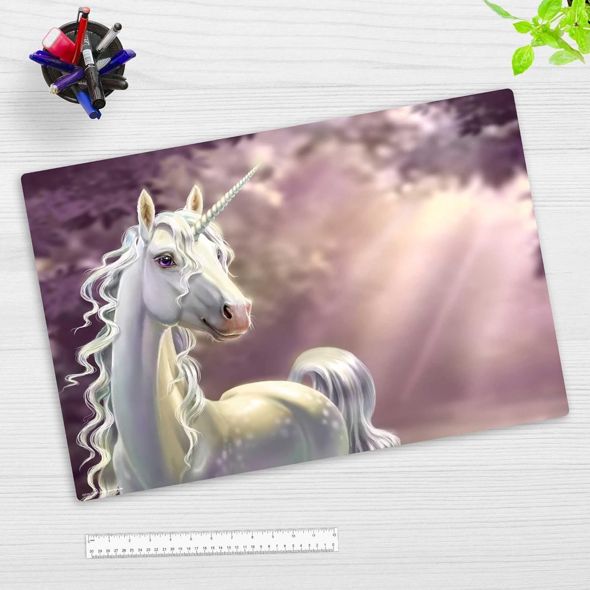 SnelShoppen - Desk Mat Unicorn - Premium Vinyl Bureau Mat 60 x 40 cm - Waterdicht en Duurzaam - Perfecte Bescherming voor Kinderen en Volwassenen - Pa