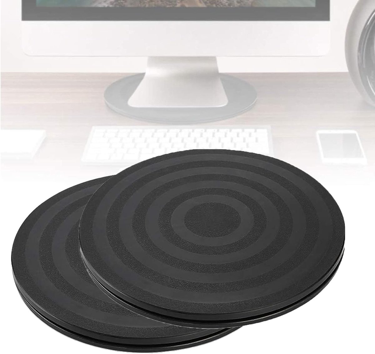 SnelShoppen - 2Pcs Draaischijf TV Stand - Universele Ronddraaiende Plaat met Stalen Kogelrollen - Handmatige Draaiend Plat - Zwart voor TV, Computer,