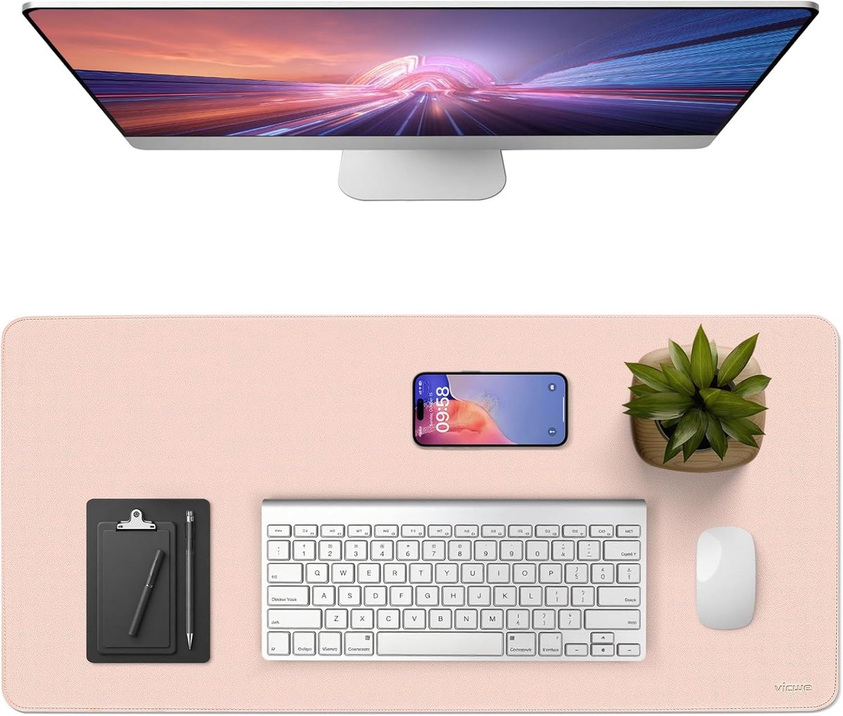 SnelShoppen - Multifunctionele Desk Pad 90 x 43cm - PU Lederen Muismat - Antislip Ergonomisch - Perfect voor Kantoor en Thuis - Beschermende Mat in Ro