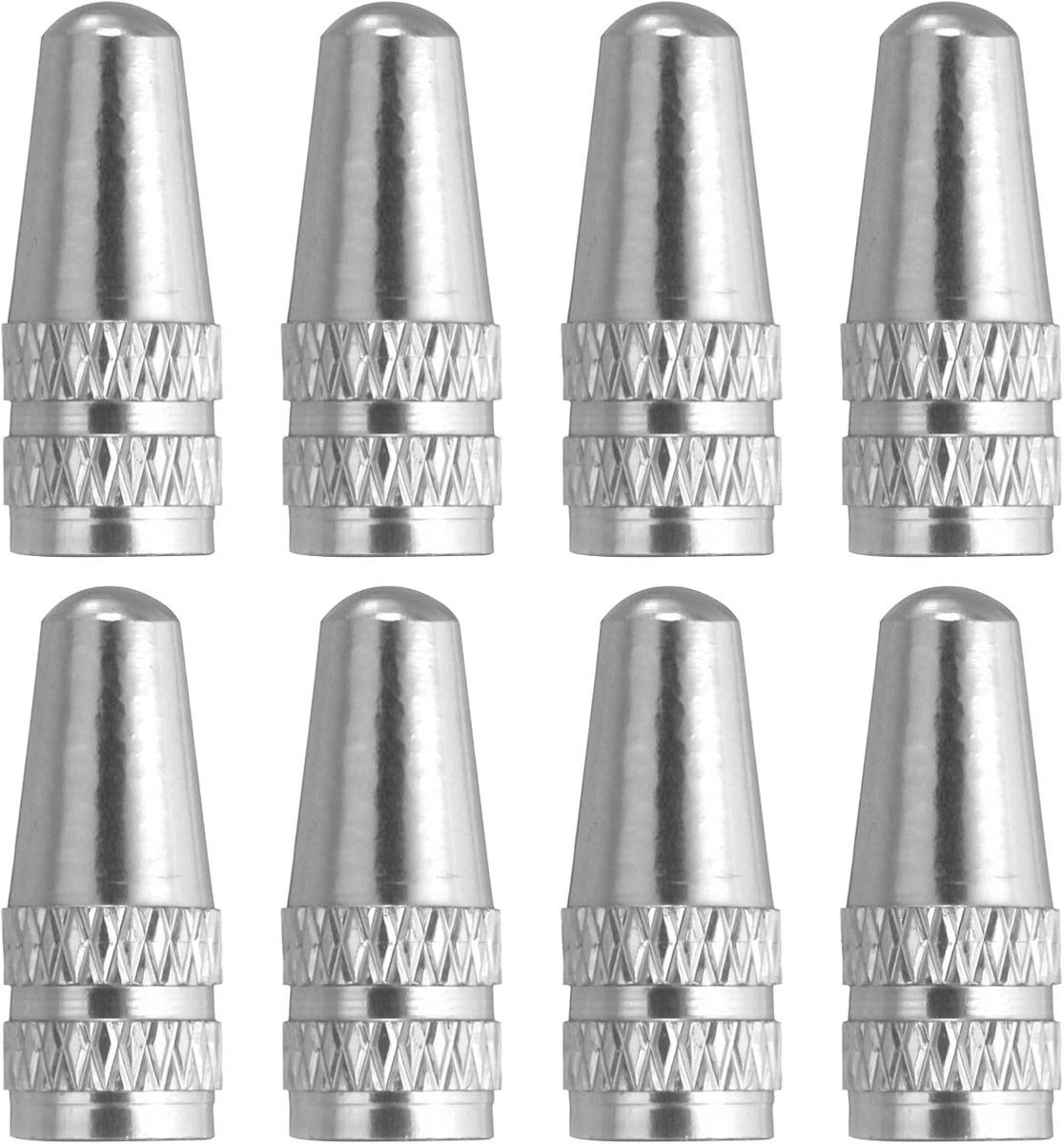 SnelShoppen - 8x Fietsventiel Dopjes Aluminium Anodized voor MTB en Racefietsen - Ventieldoppen Zilver - Stofdoppen voor Fietsen