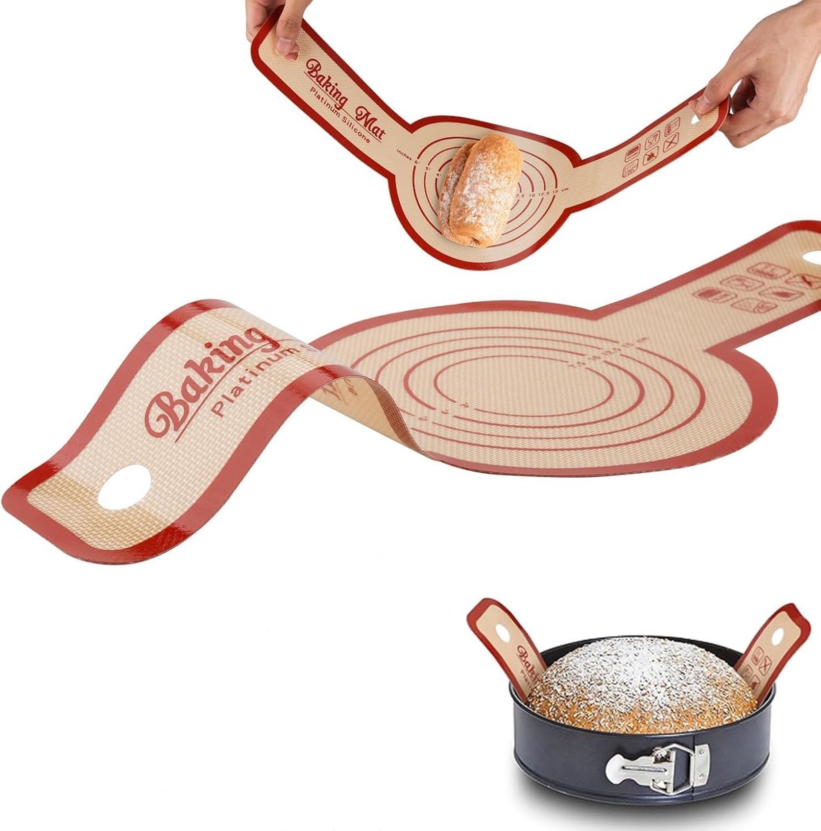 SnelShoppen - Silicone Bakmat voor Dutch Oven en Air Fryer, Herbruikbare Anti-aanbak Bakmat voor Brood, 21x56 cm, BPA-vrij, Warmtebestendig, Perfect v