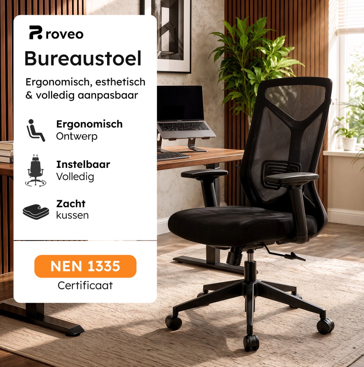 Onebird Ergonomische Bureaustoel - Gaming Chair - Zwart - afbeelding 2