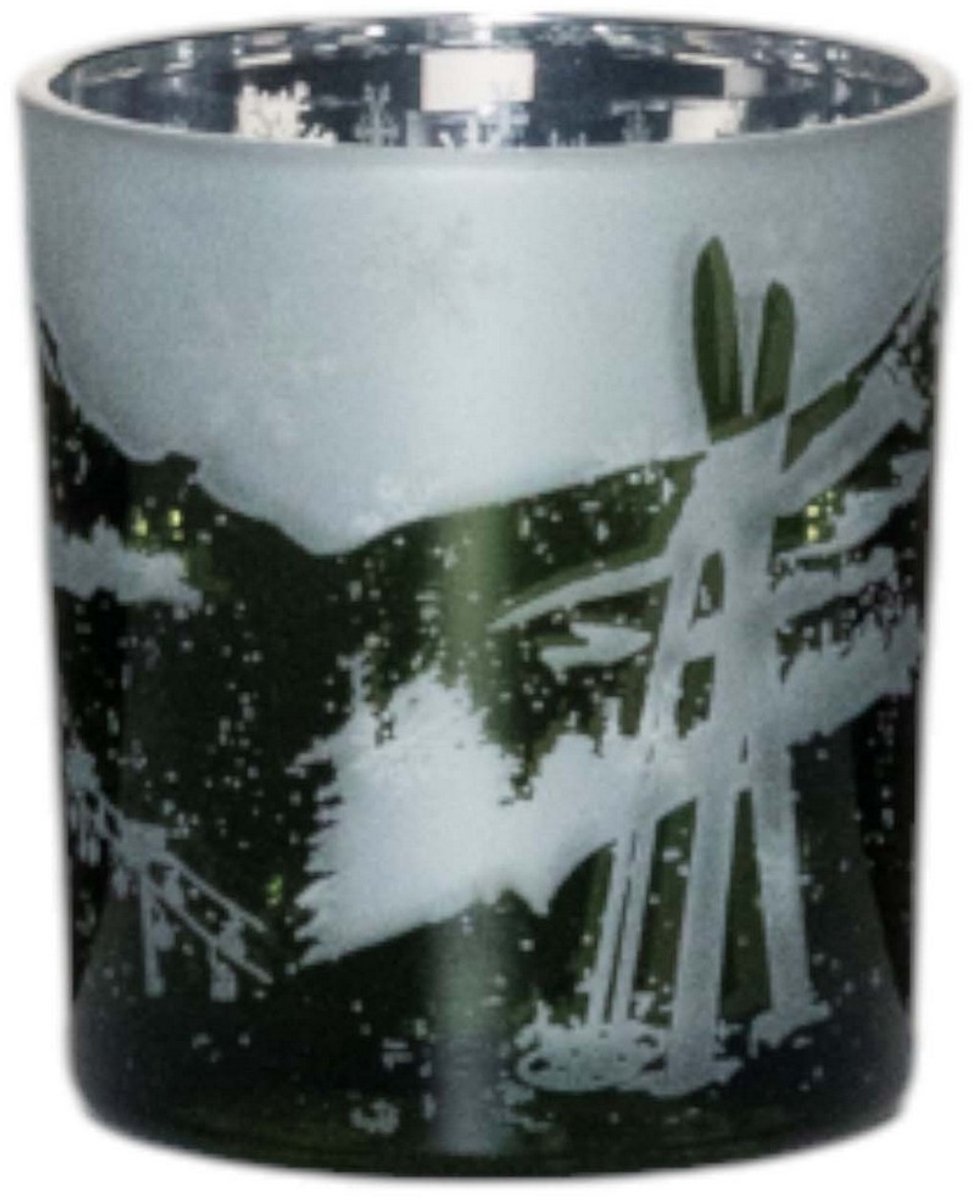 Theelichthouder skigroen klein 8cm