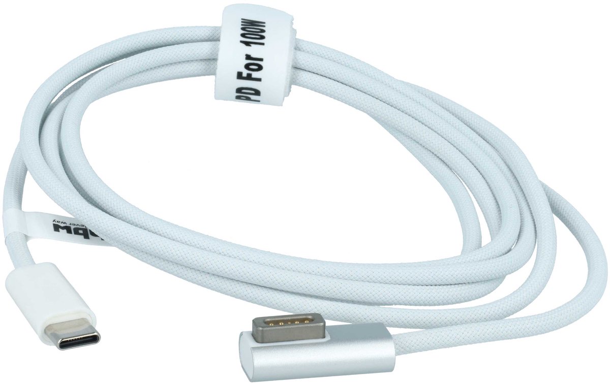 vhbw USB Type-C naar MagSafe 1 adapterkabel compatibel met Apple MA472LL/A, MA700CH/A, MA699LL/A notebooks en laptops - 14,6 cm, 100 W, nylon gevlochten