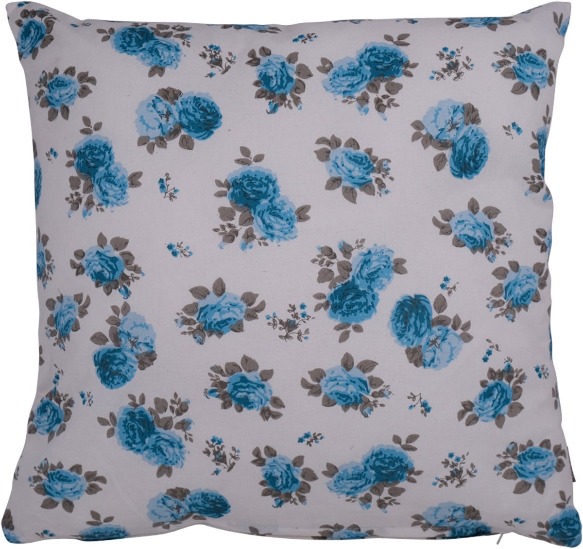 Cushion Two flowers chambray 45x45 turquoise