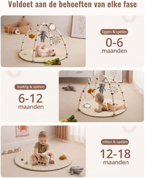 JCP® Slaapmat - Babyspeelmat - Speelboog - Beige - 42cm x 32cm x 12cm van Jcp — afbeelding 3
