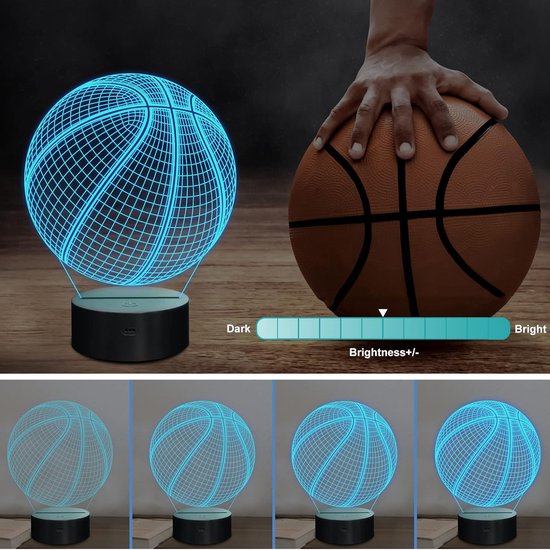 Basketbal Nachtlampje - 3D-Illusielamp Met 16 Kleuren - Decoratieve Bureaulamp - Verjaardagscadeau Voor Sportfans Onder De Kinderen van NCRealher — afbeelding 3