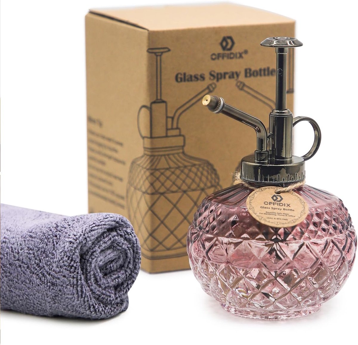 SnelShoppen - Glazen Gietfles 300 ml - Plantenspuit met Kunststof Pomp - Bruin Helder - Ideaal voor Kleine Planten Thuis of op Kantoor - Compact en Du