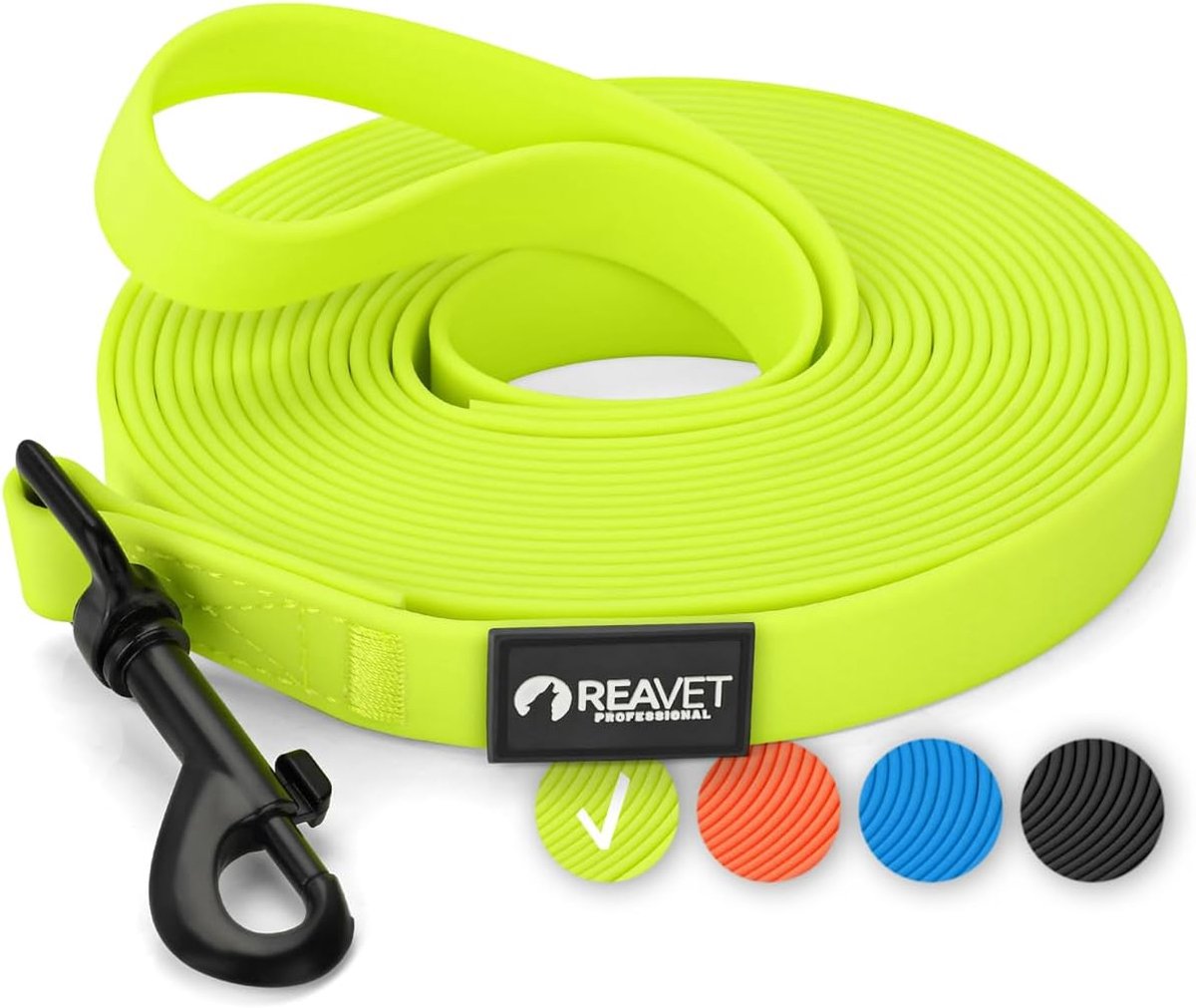 SnelShoppen - Hondenriem 5 m Neon Geel Robuust en Waterproof Lange Training Leash met Handvat voor Grote en Kleine Honden - Perfect voor Buiten en Tra
