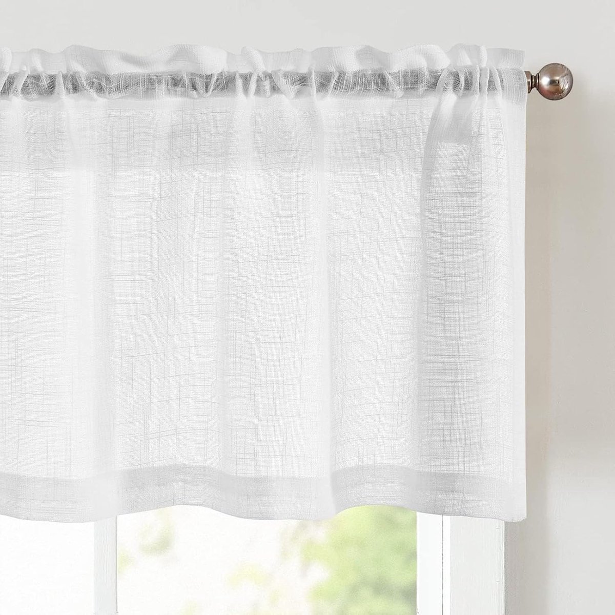 SnelShoppen - Semi-Transparante Bistro Gordijnen Set van 2, 60 x 45 cm, Korte Keukengordijnen, Badkamer Decoratie, Witte Linnen Textuur Gordijnen