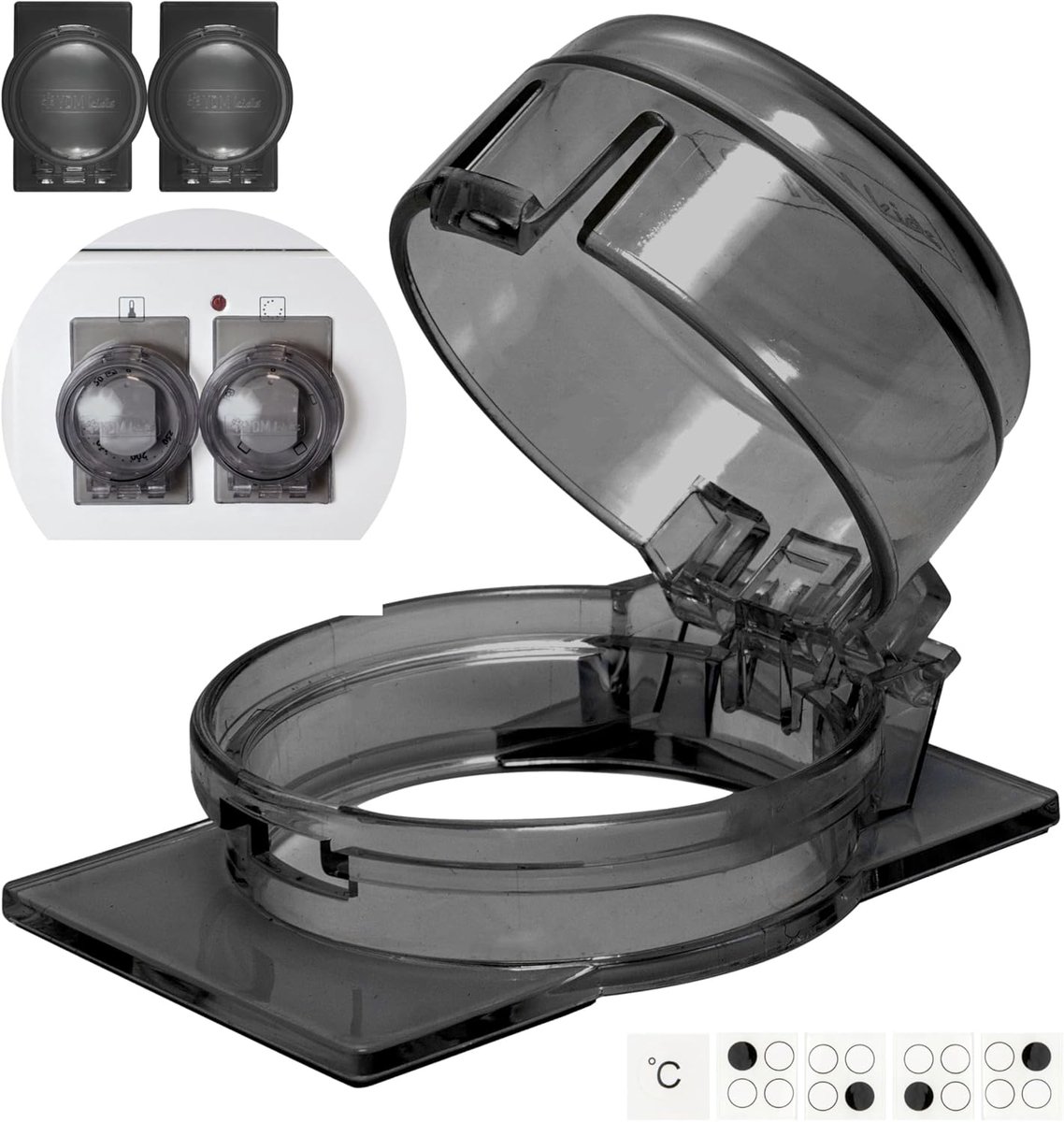 SnelShoppen - Cooker Button Kinderslot 3 Stuks - Veiligheidsbescherming voor Kookknoppen tot Ø 4.8 cm - Transparant en Zwart - Geschikt voor Keuken me