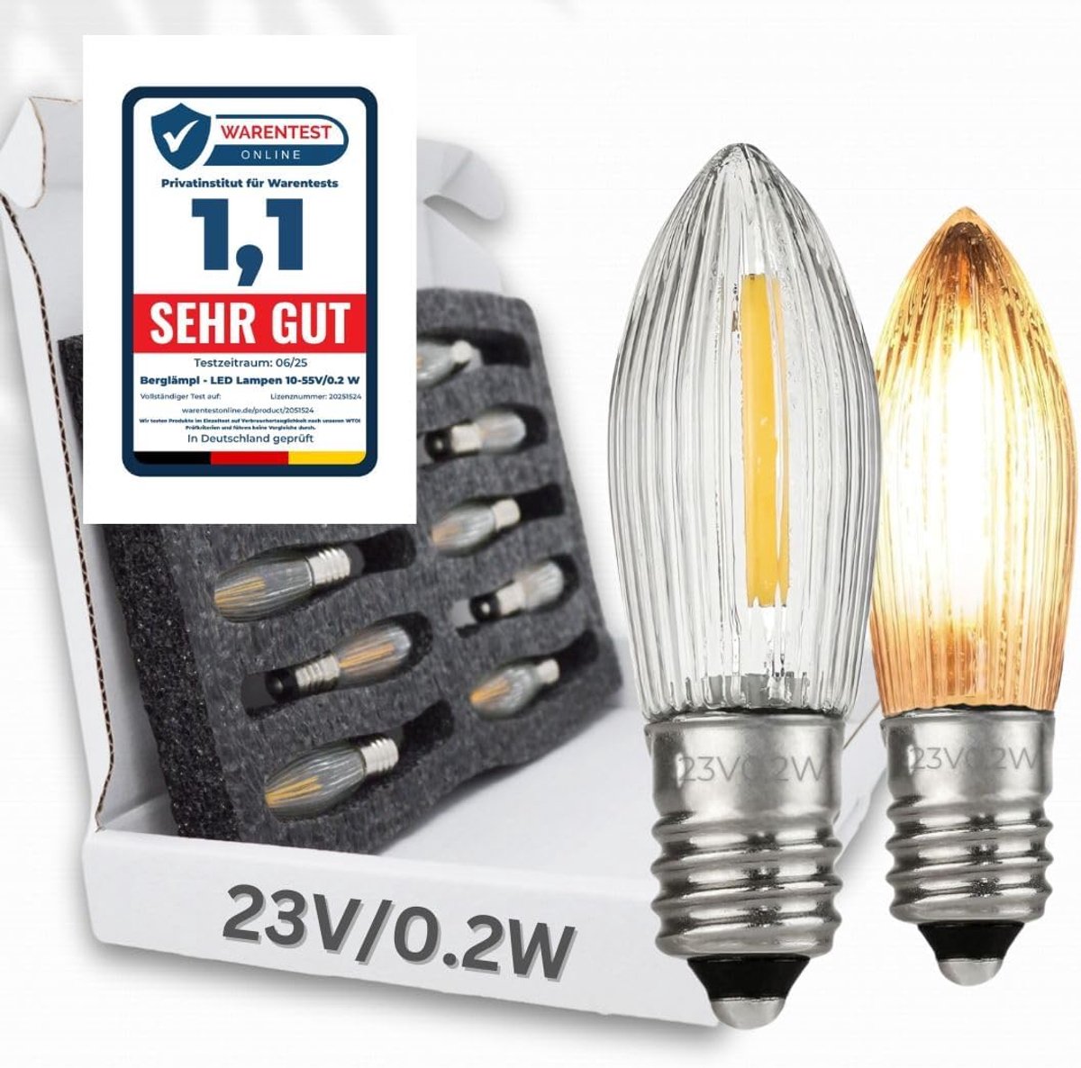SnelShoppen - 10x LED Filament E10 23V/0.2W Warm Glow 2100K Vervangende Lampjes voor Kerstverlichting en Sfeerverlichting