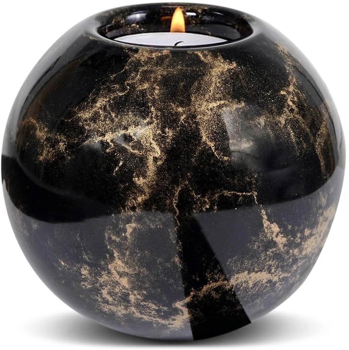 SnelShoppen - Elegante Urn met Kaarsenhouder voor Honden en Katten - Handgemaakte Glazen Herinneringsurn 500ml - Zwart/Goud voor Persoonlijke Momenten