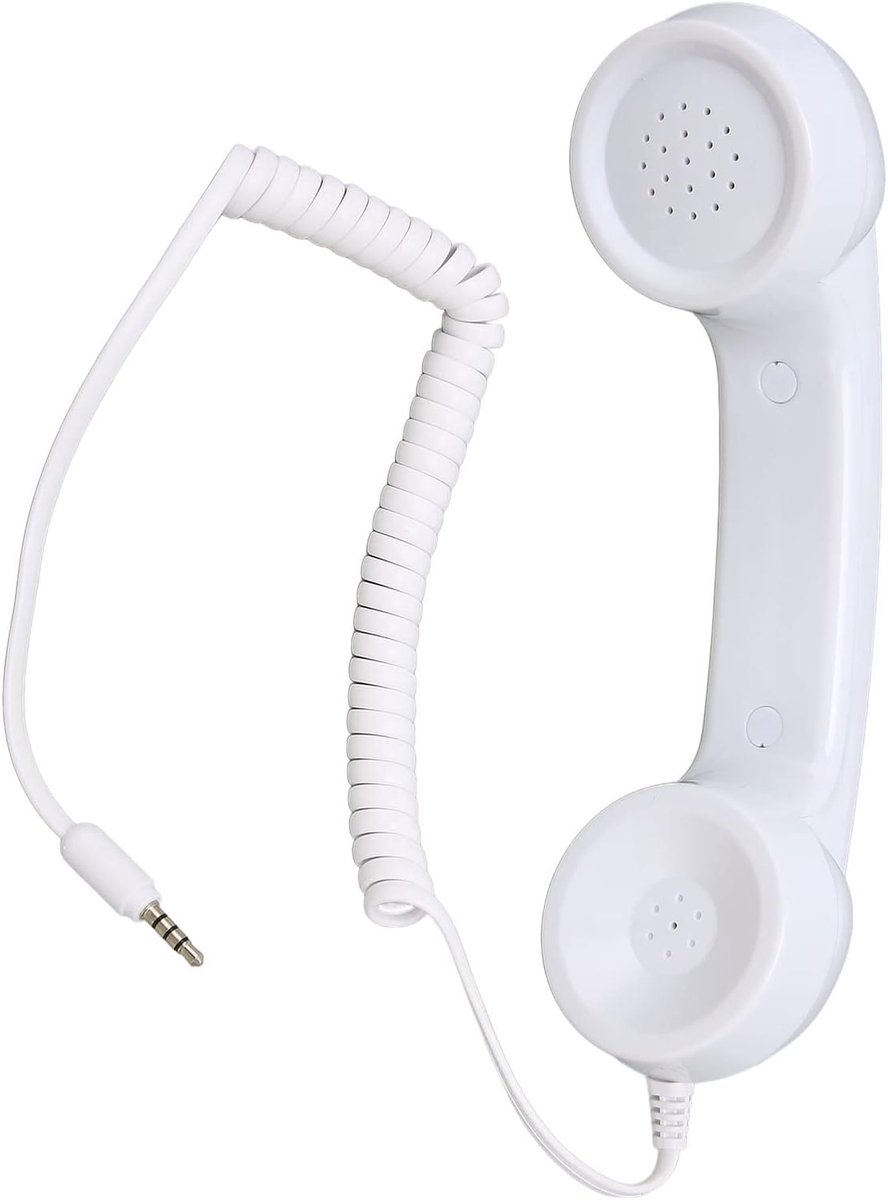 SnelShoppen - Retro Telefoon Ontvanger met 3,5mm Headphone Jack - Multifunctionele Stralingsbestendige Hoorn met Volumeregeling en Microfoon voor Comp