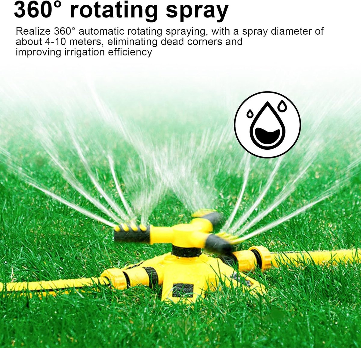 SnelShoppen - Lawn Sprinkler met 12 Gaten, 360° Rotatie, Spray Diameter 8-10 m, Verstelbare Tuinsproeier voor Efficiënte Irrigatie van Tuin, Boerderij