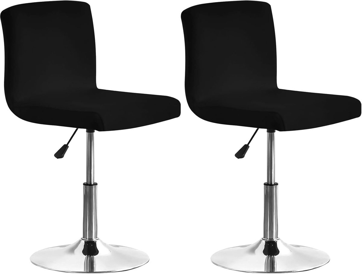 SnelShoppen - 2 Pack Bar Stool Chair Covers, Stretchen met Rugleuning, Wasbare Bar Stoel Covers, Zwart, Perfect voor Feest, Keuken en Tuin